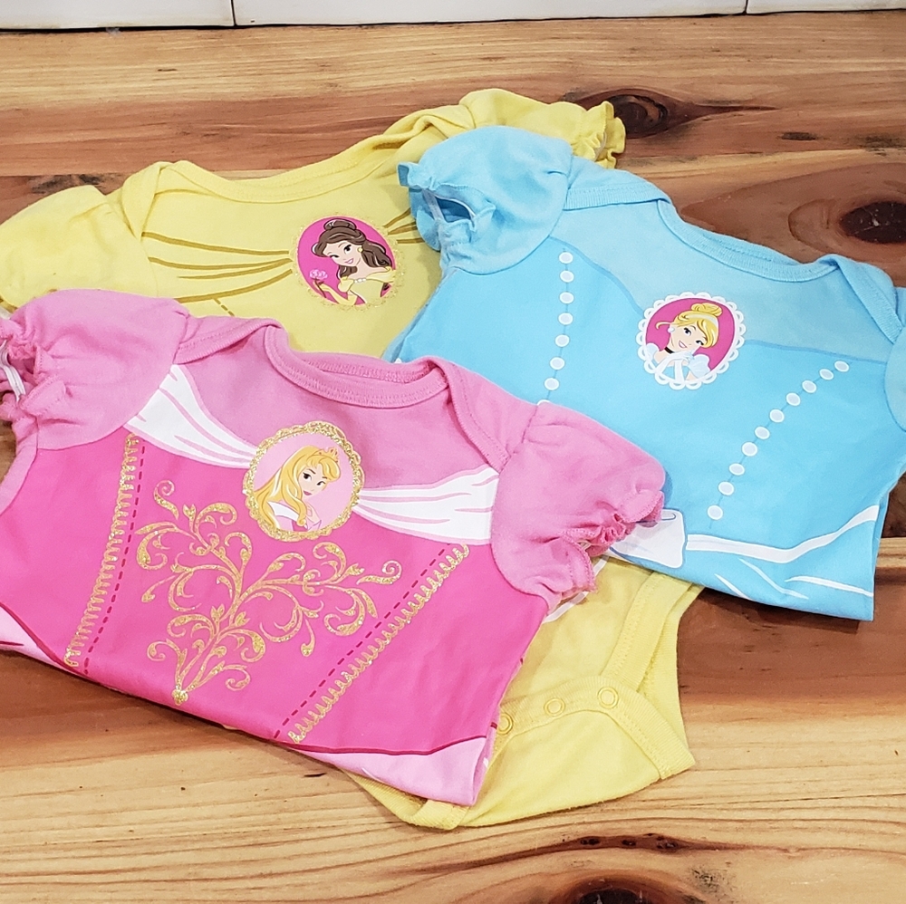 Disney Princess Toddler Dress Onesies Bundle Belle Sleeping Beauty Cinderella